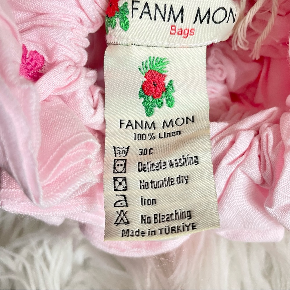 Fanm Mon Shou Shou Sara Mini Tote Bag Pink Floral Embroidered NWT - Picture 16 of 16